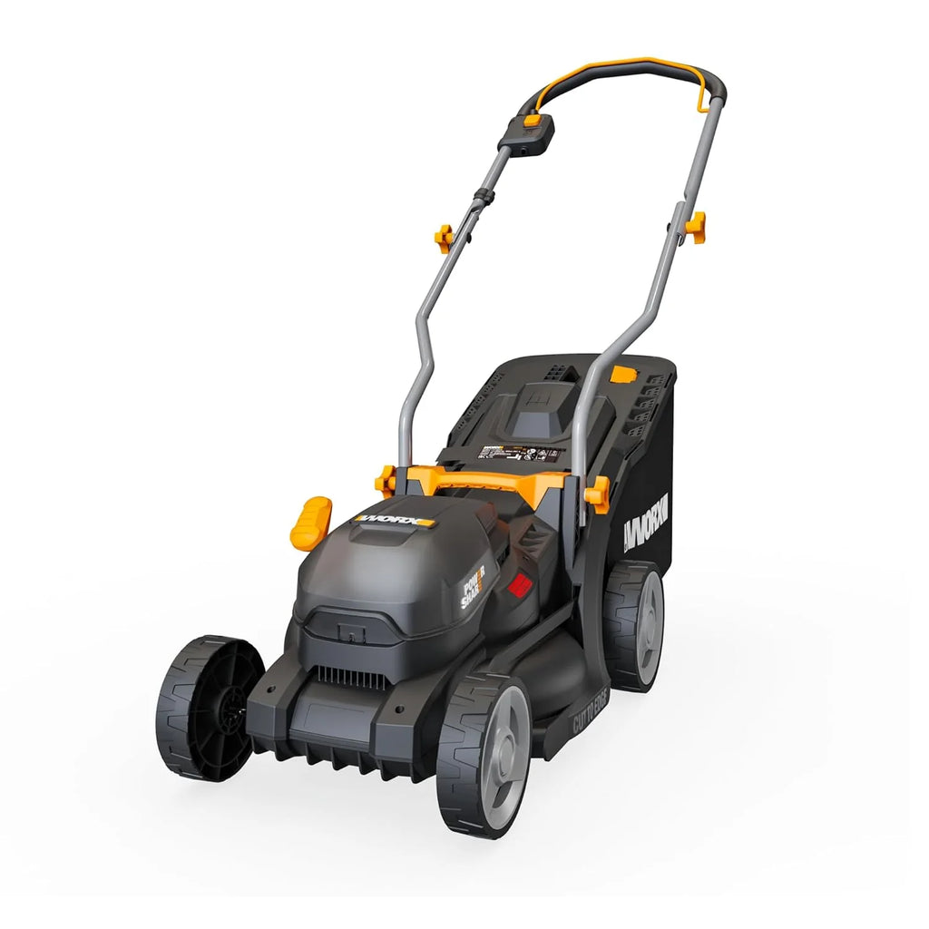 WORX WG737E Nitro Lawn Mower with Battery 40 V (2 x 20 V), Powerful Brushless Motor, Cutting Width 37 cm, 6 Levels of Cutting Height (20 – 70 mm), 40 L Grass Catcher Sack
