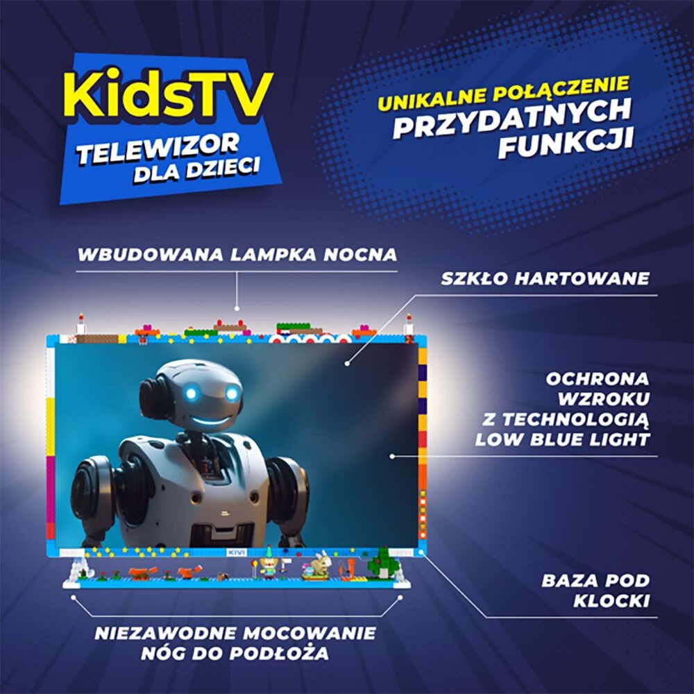 Telewizor dla dzieci 32” KIVI KidsTV, LED, Full HD, niebieski