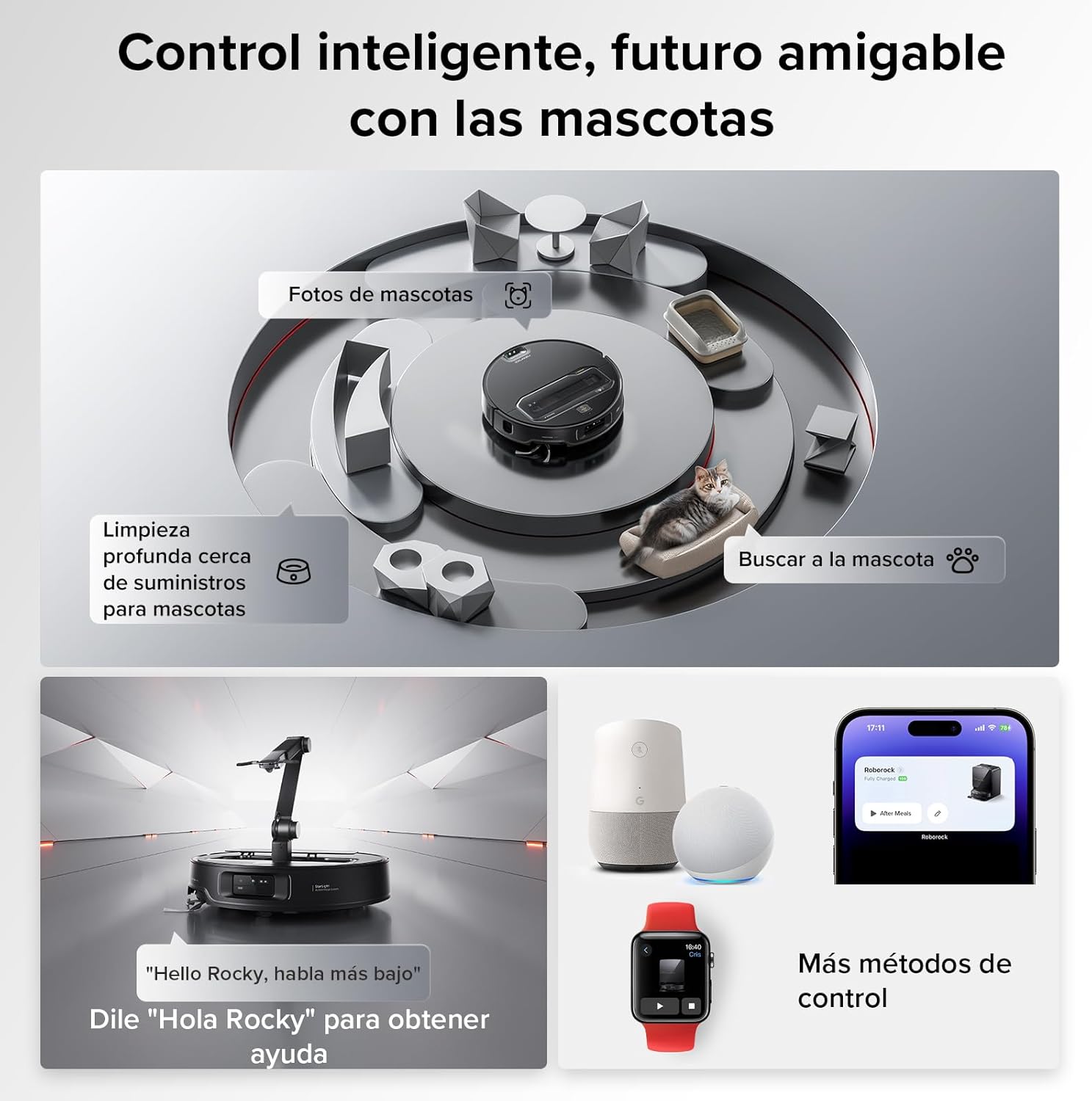 roborock Saros Z70 Robot Aspirador con Brazo Mecánico OmniGrip Plegable de 5 Ejes, Succión de 22000 Pa, Doble Sistema antienredos, Diseño Ultrafino de 7,98 cm y Evitar 108 Tipos de Obustáculos, Negro