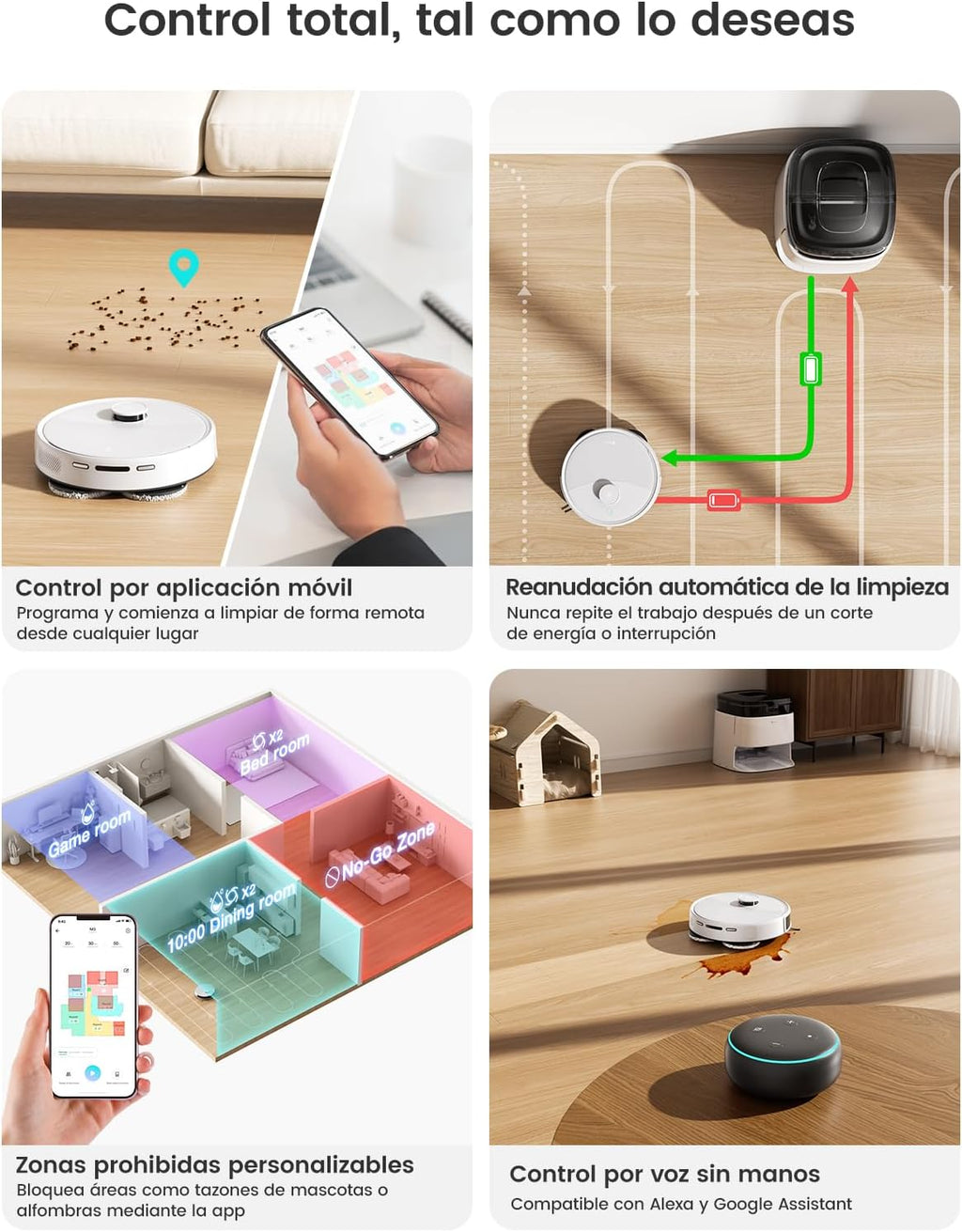 Lefant M3 Robot Aspirador y Friegasuelos con Base de Autovaciado, Navegación Láser dToF, Mapeo Inteligente, Evitación Obstáculos PSD 190°, 12000Pa, Autonomía 220mins, WiFi/Alexa/APP/i Watch, 2,4G & 5G