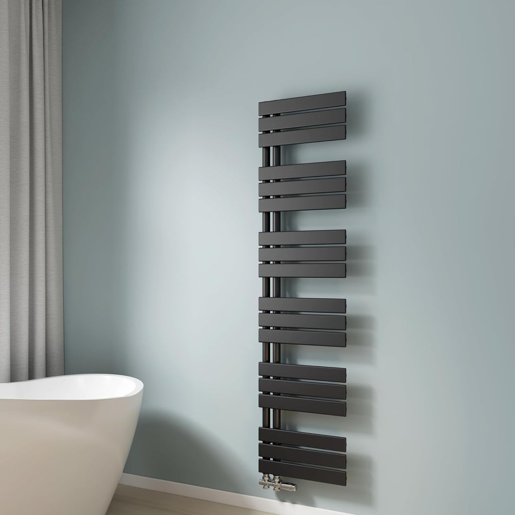 EMKE Toallero de Agua Caliente, 1599x400 mm, Radiador de Baño de Pared, Color Negro, 684W, Toallero Baño, Instalación Fácil, Diseño Moderno