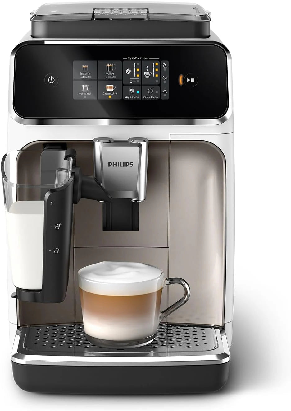 Philips 2300 Series Superautomatic Coffee Maker - LatteGo Milk System, 4 Coffee Types, Color Touch Screen, SilentBrew, Ceramic Grinder, Matte Black (EP2330/10)
