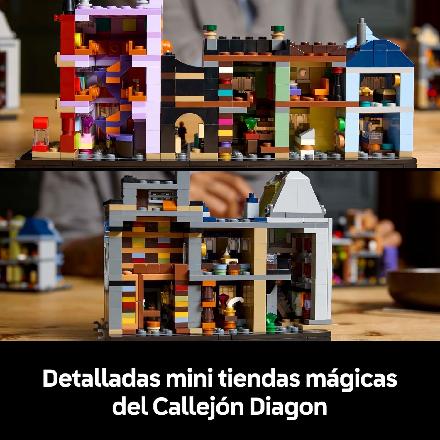 Harry Potter Tiendas Mágicas del Callejón Diagon Maqueta para Adultos y 12 Micro Figuras de Colección, Autobús Noctámbulo, Regalo para Mujeres y Hombres, Decoración Dormitorio, Set de Magia 76444