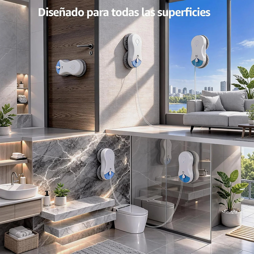 HUTT S55 Pro Robot Glass Cleaner with 3D Floating Pads, Suction up to 6500Pa, HydroJet Spraying, Slam 4.0 Navigation, 80 ml Reservoir, Multilayer Safety System