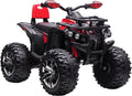 HOMCOM Quad Eléctrico 12V para Niños +3 Años con 2 Motores Faros Música Neumáticos de Suspensión Botones Avance y Retroceso Vehículo Eléctrico a Batería 100x65x73 cm Rojo