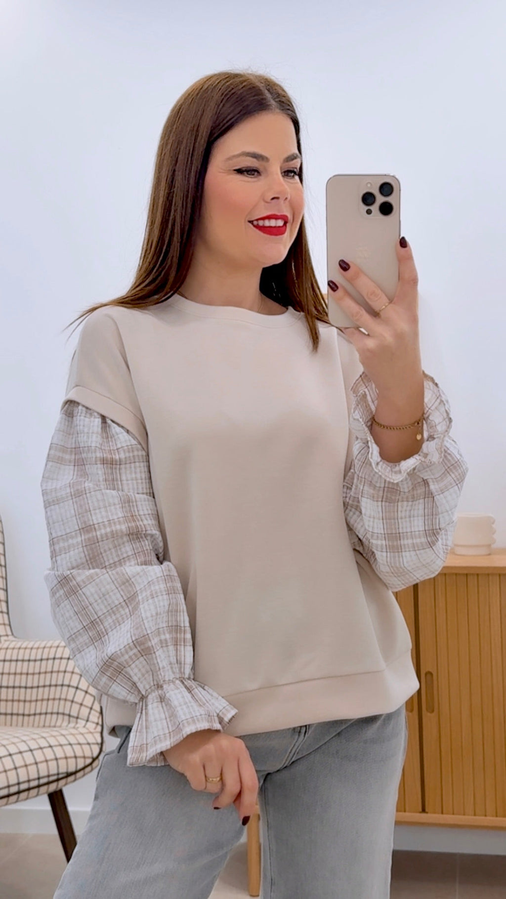 SUDADERA MANGA VICHY