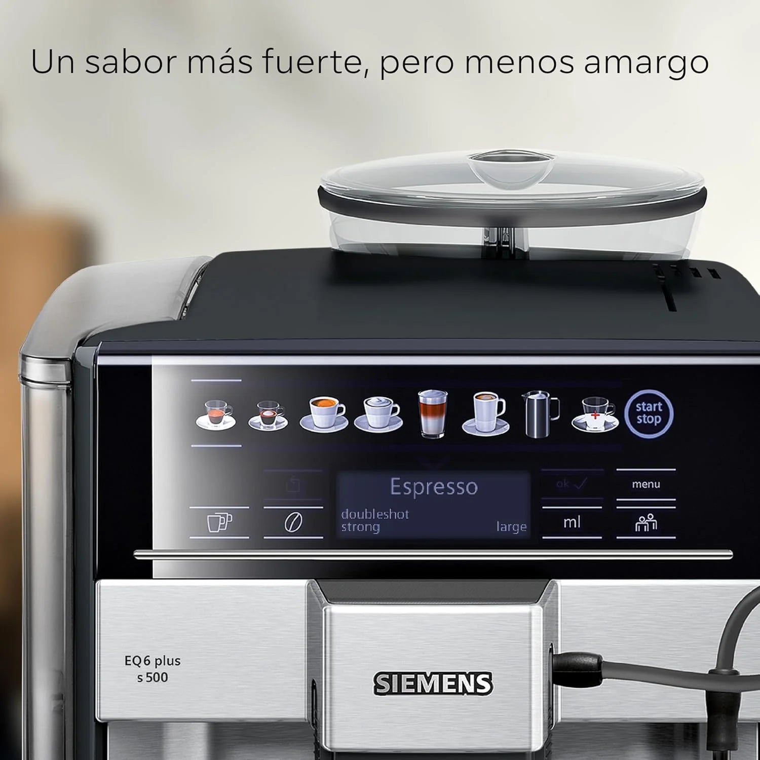 Siemens - Superautomatic coffee maker, EQ6 plus s500, aromaDouble Shot, autoMilk Clean, ceramDrive, Display CoffeeSelect, Black/Inox, TE655203RW