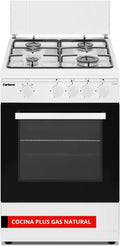 Corberó – Kitchen Plus | 50 cm | CCSF45020BW | 4 Burner Butane Gas | Oven 43L | Metal Lid | Double Glass Door | Tray and Grill Chrome | Automatic Safety Shut-off | White