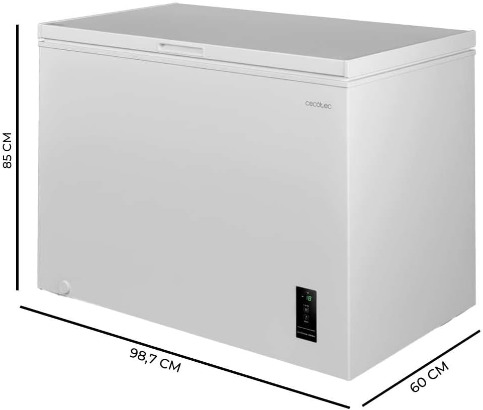 Cecotec Congelador Horizontal 249L Bolero CoolMarket Chest 249P White E. Cesta con Asas, Control Electrónico LED, UltraContact D-Cool, Dual Function, Puerta ZeroG (80º-30º), Fast Freezing, Compacto