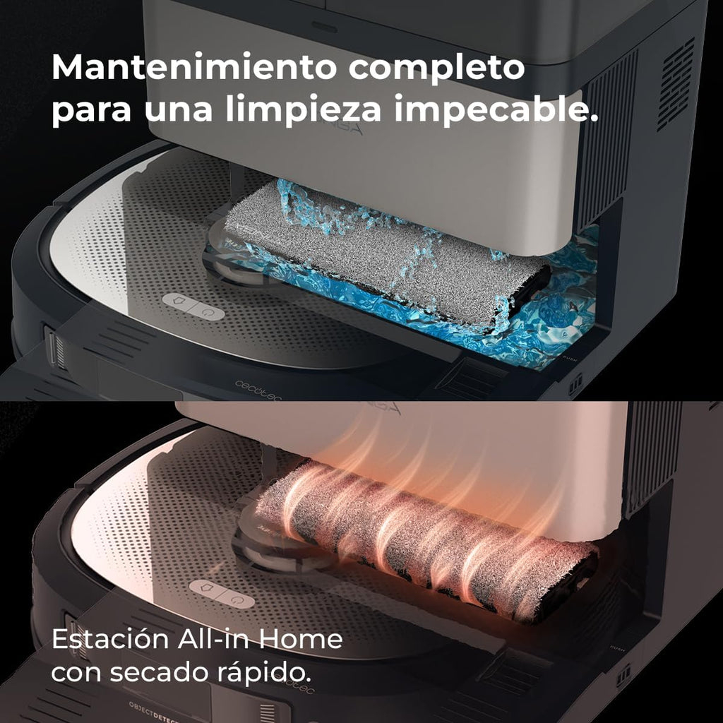 Cecotec Robot Aspirador y Friegasuelos con IA, Base Autovaciado y Tecnología Láser Conga Z100. 20000Pa, Fregado Profesional con Mopa Bimaterial XXL, Autovaciado Polvo, Agua y Limpieza de Mopas, App