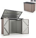 HOMASIS Cobertizo de Jardín, Caseta Metálica con Tapa Abatible de Exterior, Cobertizo de Herramientas con Doble Puerta, Alta Resistencia para Granja, Terraza, 172x101x130cm, Gris (Gris Cálido)