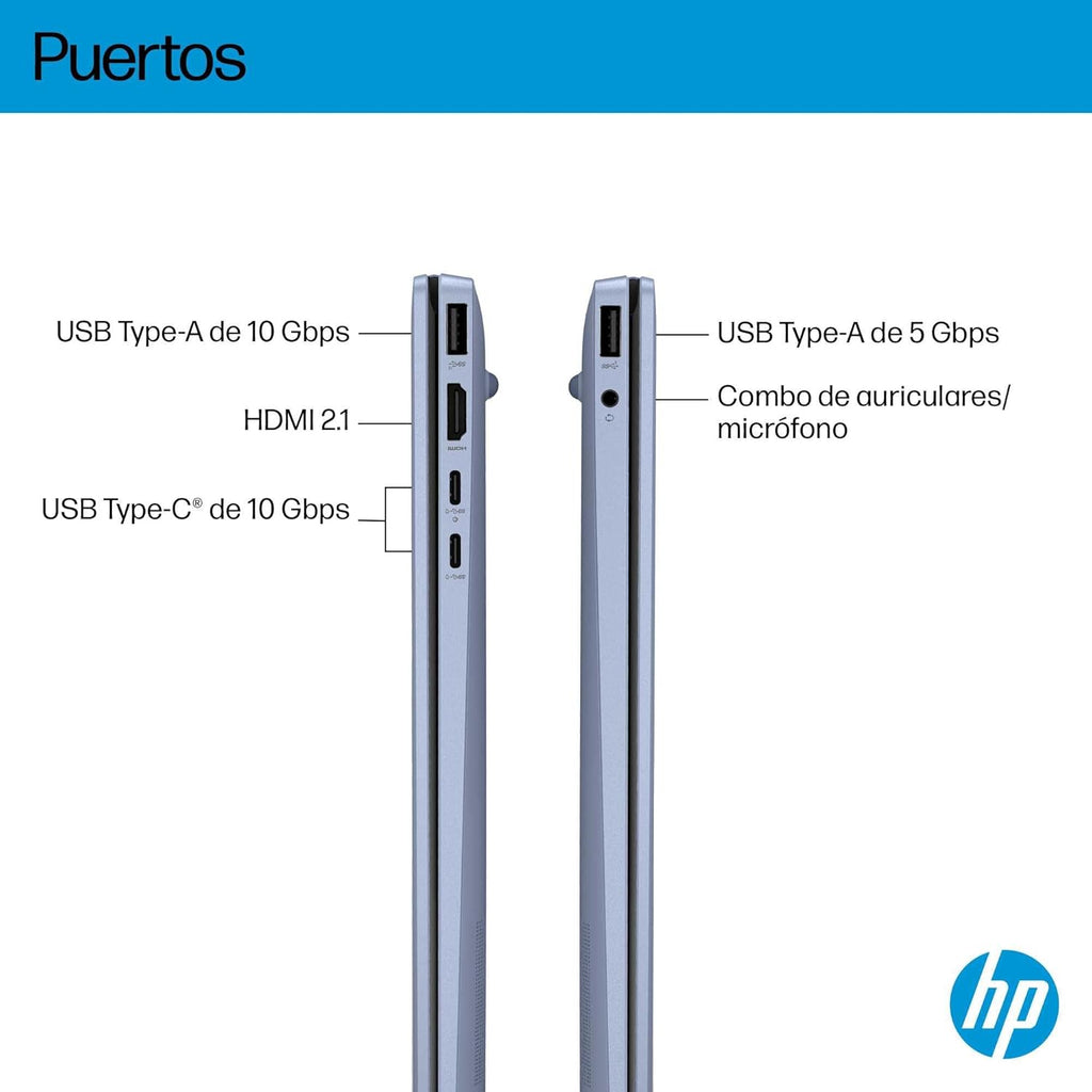 HP OmniBook 5 16″ OLED, Ordenador portátil (Procesador AMD Ryzen AI 7 350, 32GB RAM, 1TB SSD, Gráficos AMD Radeon 860M, Windows 11 Home) Azul - Teclado QWERTY Español