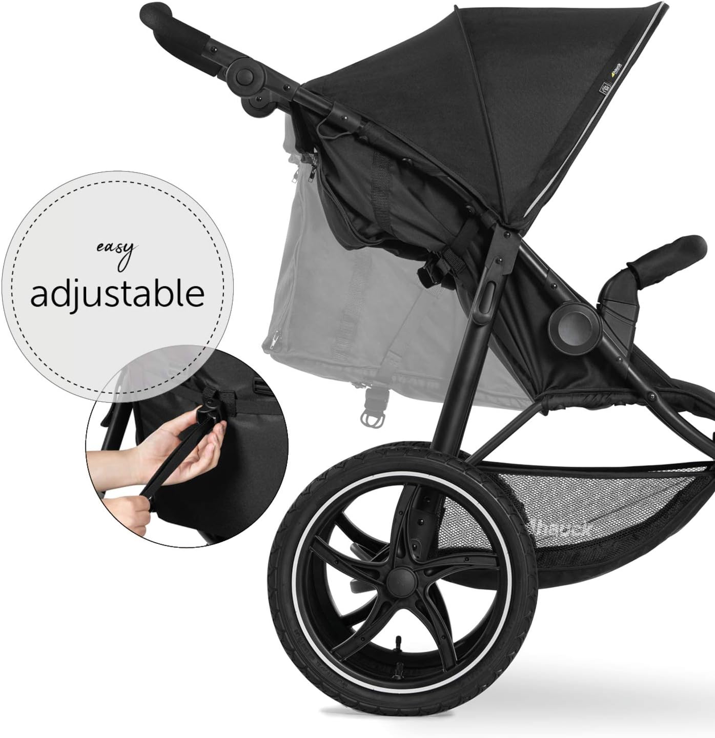 hauck Runner 2 Silla de Paseo Ligera hasta 22 Kilos - Carrito Bebé Reclinable desde el Nacimiento - Carro de 3 Ruedas Neumáticas Grandes - UV 50+ - Negro