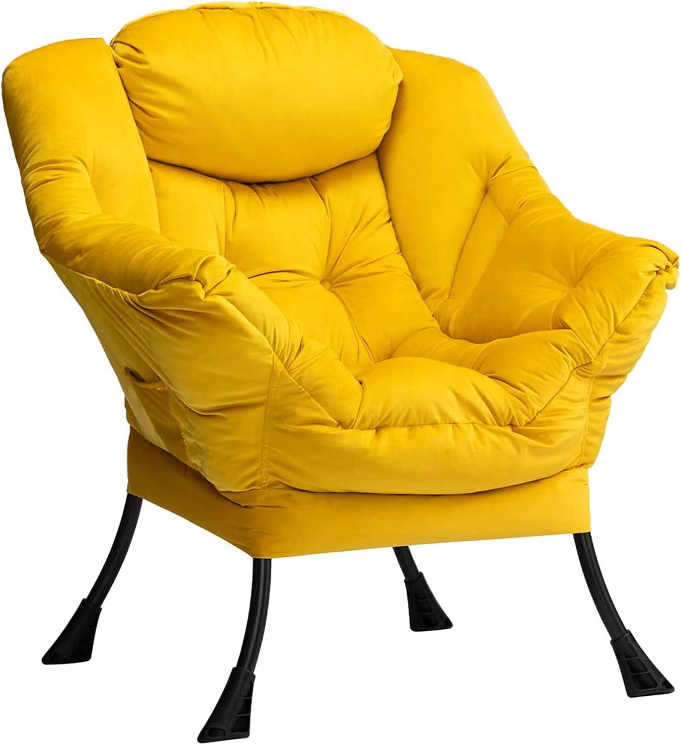 HollyHOME Poltrona, Relax Poltrona con Braccioli e Divano Pocket, Tessuto in Velluto, Leisure Sofa con Tessuto Moderno e Struttura in Acciaio, Blu Scuro