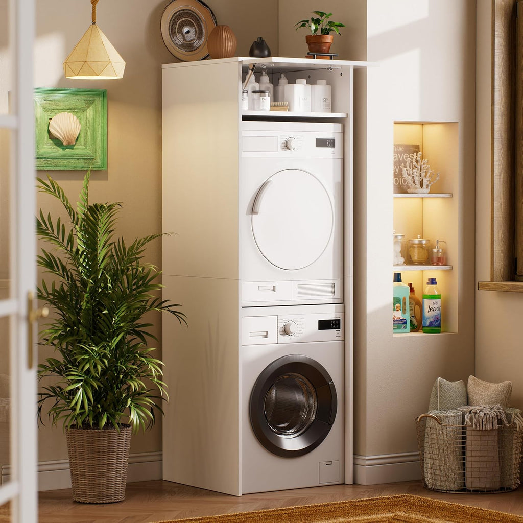 MSFE Armario para Secadora y Lavadora,Mueble Lavadora con Espacio de Almacenamiento,Estantería Organizador de Baño,Estantería para Cuarto de Baño,200 * 65 * 65 CM,Enviado en 2 Paquetes