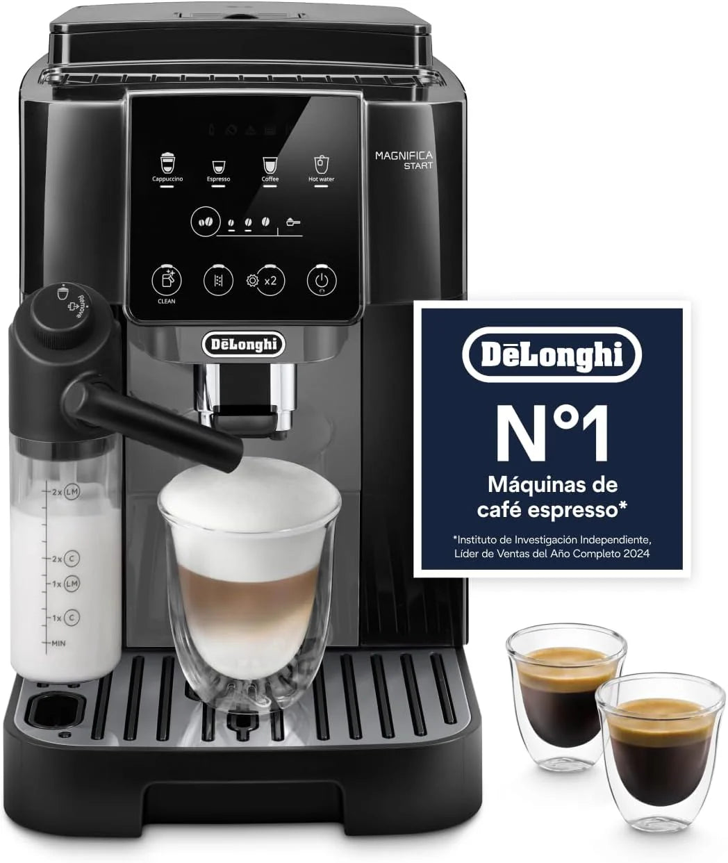 De'Longhi Magnifica Start Superautomatic Coffee Maker, LatteCrema Automatic Milk Jug, 4 One-Touch Beverages, Soft Touch Controls, Black (ECAM220.91.B)