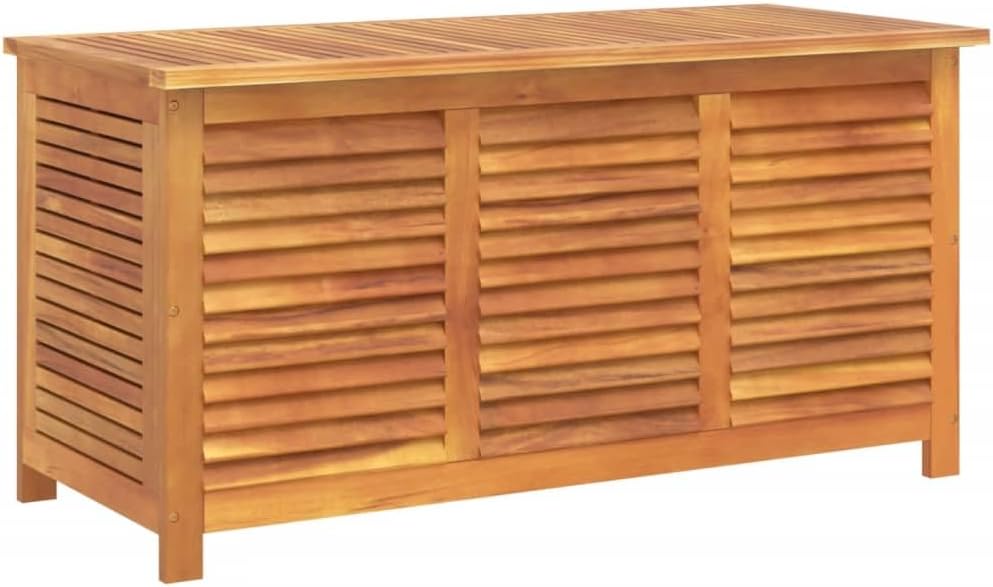 Baul Almacenaje de Madera de Acacia, Baul Almacenamiento, Banco Almacenaje, Caja de Almacenamiento de Jardín, para Interior y Exterior, 113 x 50 x 56 cm