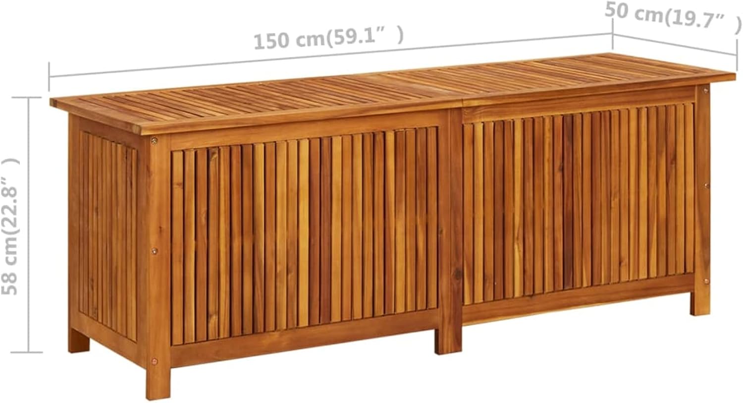 ARKEM Caja de almacenaje de jardín Madera Maciza Acacia 150x50x58 cm Mueble Exterior almacenaje Armario Jardin Exterior Banco arcon Jardin Exterior
