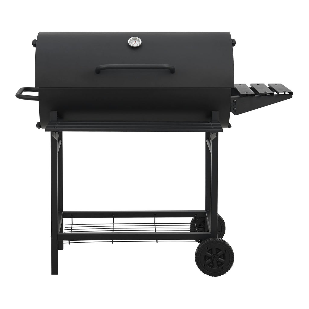 Barbacoa De Carbón Armento Con 2 Ruedas Termómetro Acero - Negro [casa.pro]