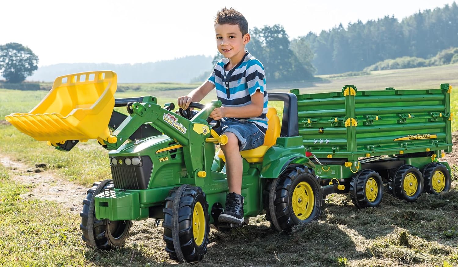 Rolly Toys 12/504/3 Rollymulti Trailer John Deere - Remolque de juguete de 3 ejes , Modelos/colores Surtidos, 1 Unidad