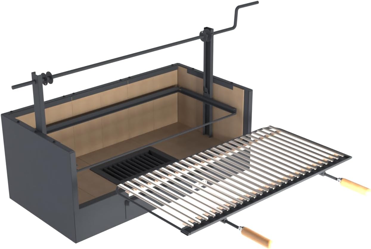 Imex El Zorro – Cajón Barbacoa con Ladrillo Refractario | 90x48x65 cm | Estructura Robusta de Acero y Alta Retención de Calor | Ideal para Barbacoas de Carbón y Leña en Exteriores