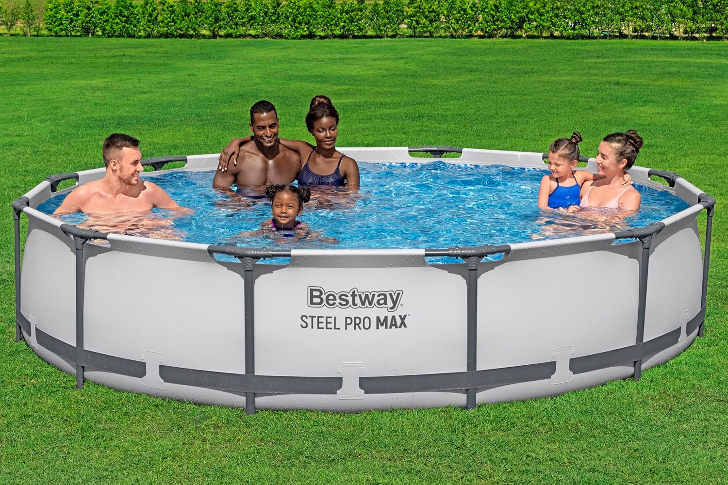 Bestway Steel Pro MAX Frame - Juego de Piscina con Bomba de Filtro, diámetro de 366 x 76 cm, Color Gris Claro, Redondo