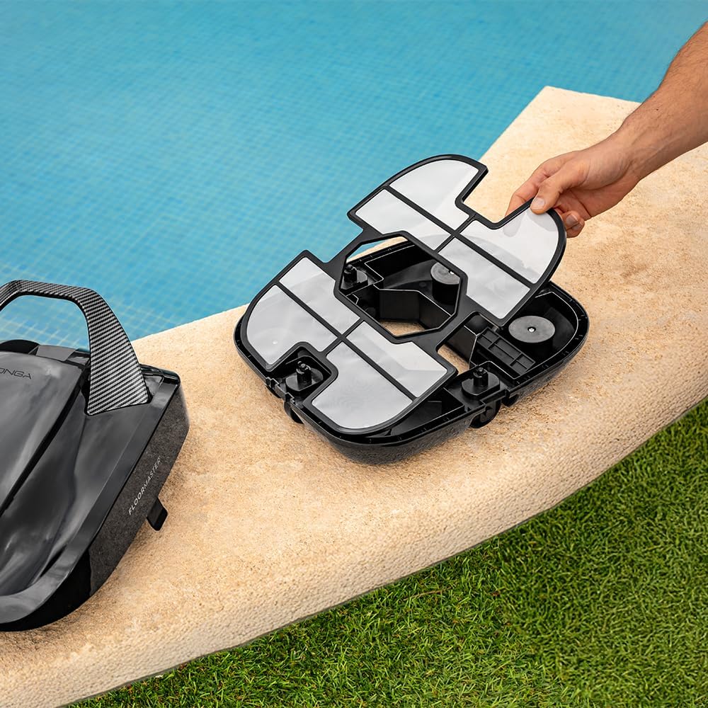 Cecotec Robot Limpiafondos Piscina sin Cable Conga Pooldroid 2000 FloorMaster. Autonomía 100mins, Piscina sin Pendientes, hasta 80m2, Profundidad Máxima 2,5m, Capacidad 2,5L, Filtro Alta Eficiencia