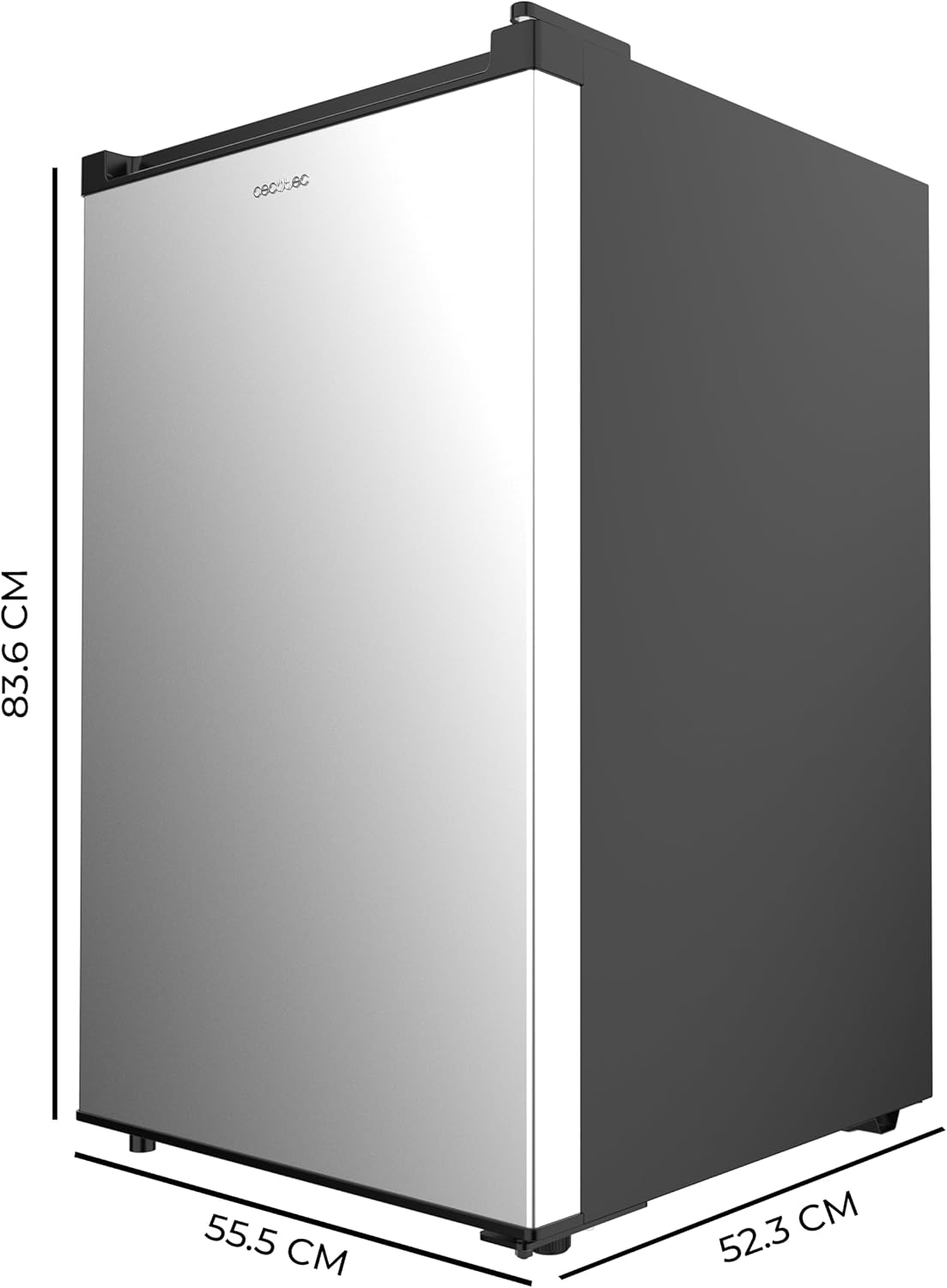 Cecotec Congelador Vertical Sobremesa 87L Bolero CoolMarket TF 87 Inox. 83,6 cm de Altura y 50,6 cm de Ancho, Bajo Consumo, Puerta Plana y Reversible, Diseño Compacto, Blanco