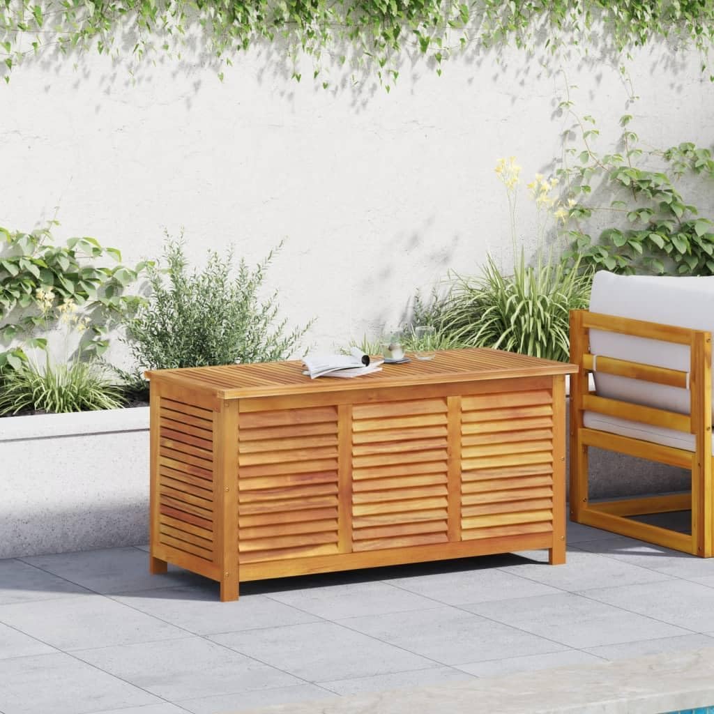 Baul Almacenaje de Madera de Acacia, Baul Almacenamiento, Banco Almacenaje, Caja de Almacenamiento de Jardín, para Interior y Exterior, 113 x 50 x 56 cm