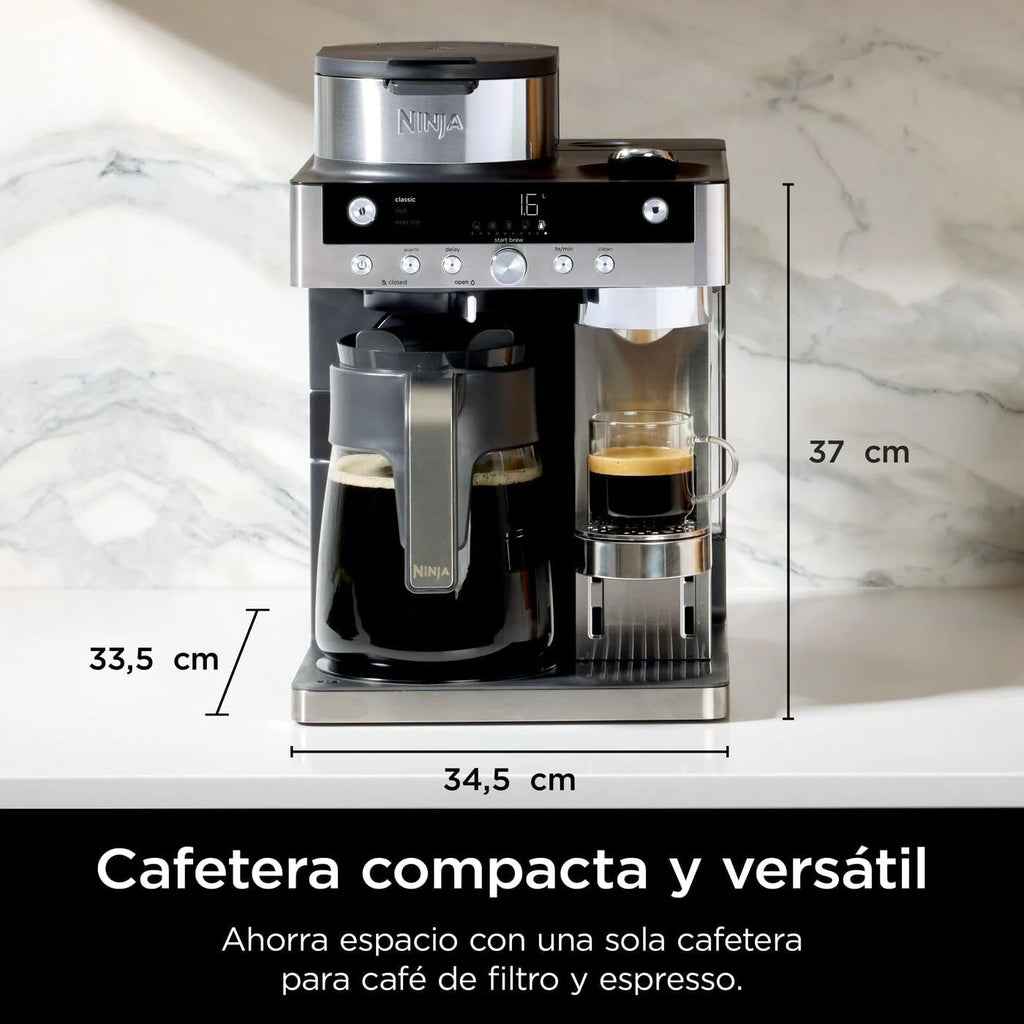 Ninja Prestige CFN802EU 2-in-1 Filter and Pod Coffee Maker with Built-In Frother, Brews Lattes, Iced Coffee and Flat Whites, Black