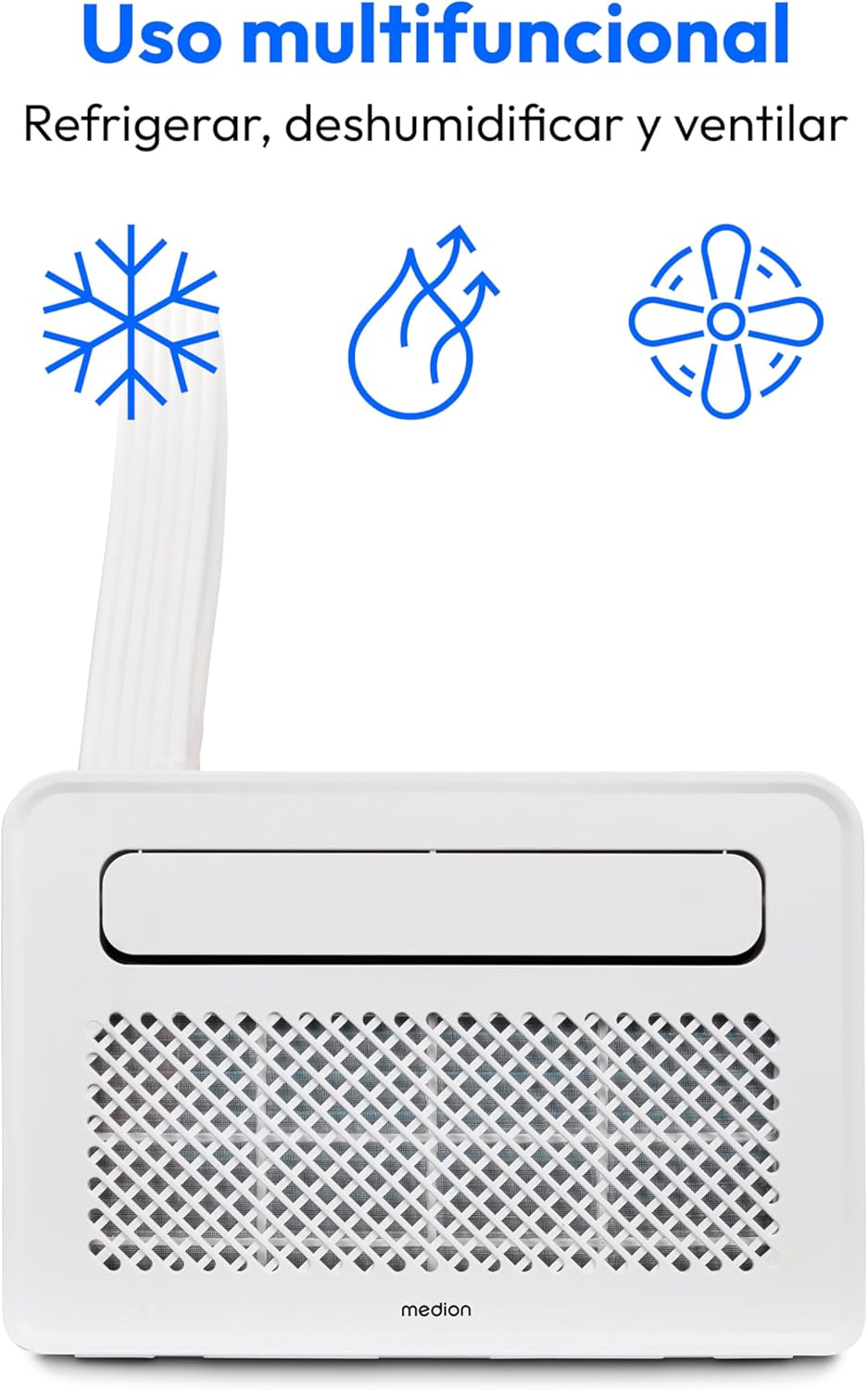 MEDION Smart Split Aire Acondicionado Caravana P502 (5000 BTU, 3 en 1, Refrigeración, Deshumidificación, Ventilador, hasta 12 m², ideal para caravanas, Campers, Modo Nocturno, WiFi, App, MD 37735)