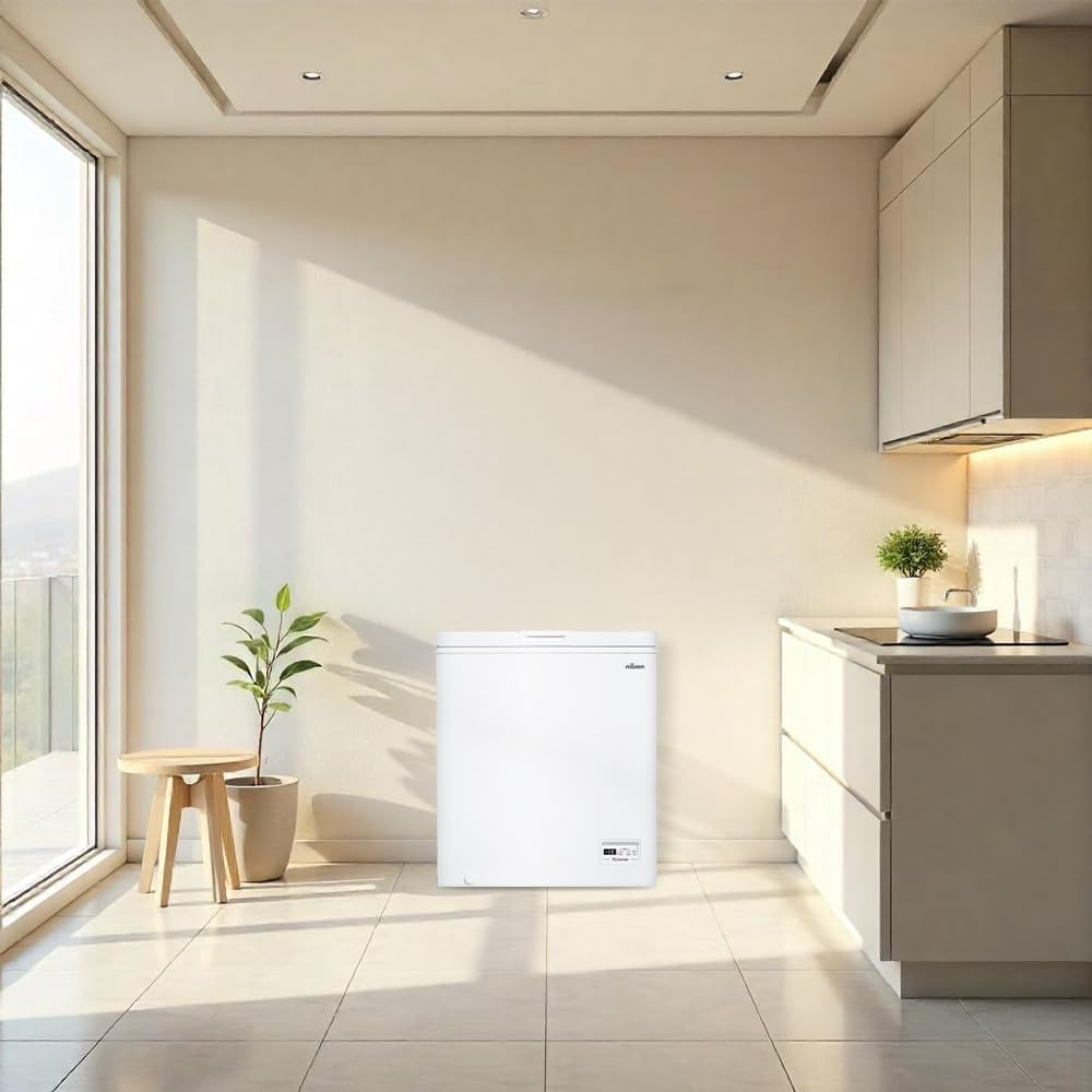 Nilson Congelador Horizontal Blanco NCH1500EDC. Capacidad 142 Litros, Dual Cooling, 4 Star, Modo Super Congelación, Tecnología Cíclica, Puerta Abatible, 1 Cesta, Bajo nivel Sonoro