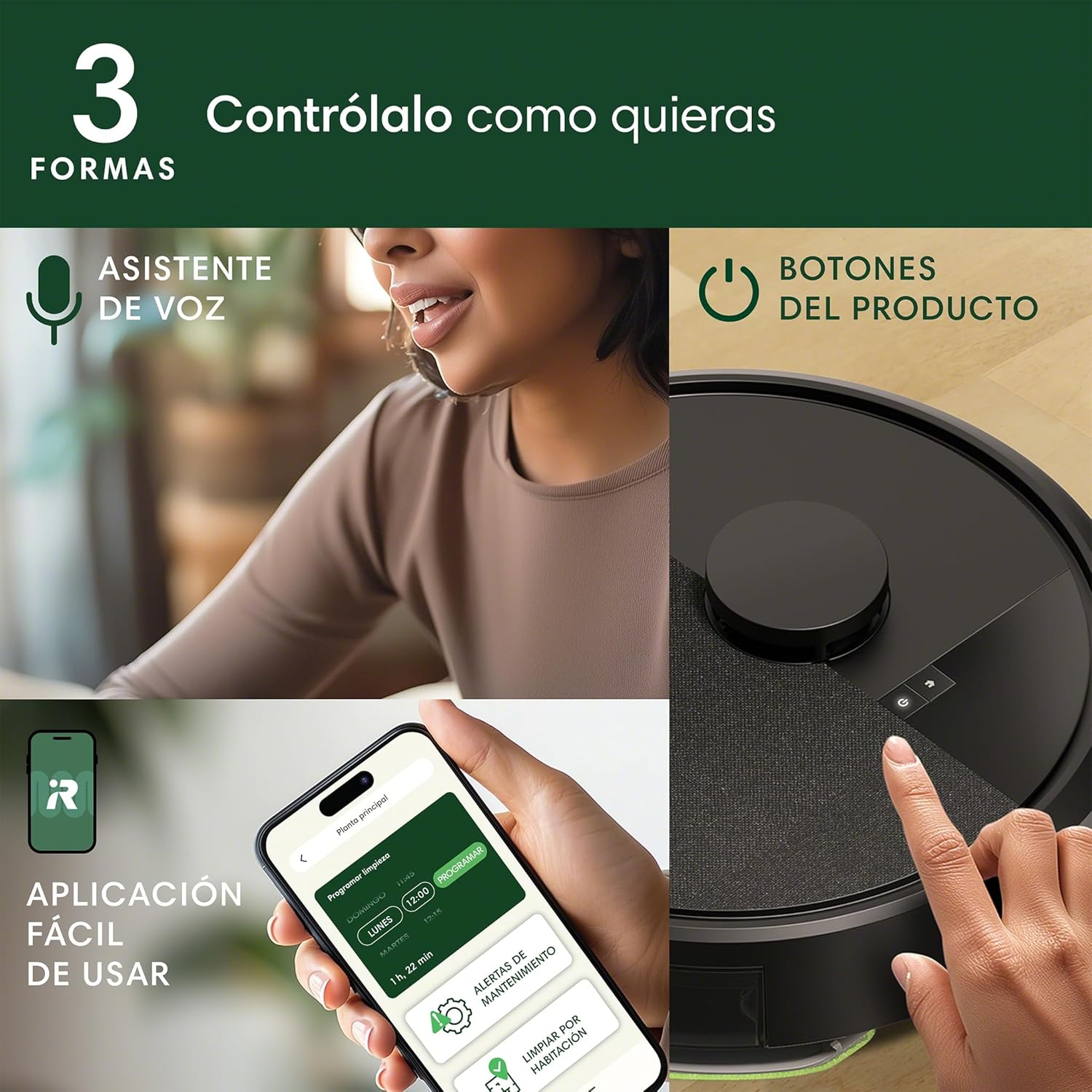 iRobot Roomba 105 Combo y Base AutoEmpty con autovaciado de 75 días, Aspirador y friegasuelos, Clearview LiDAR, 7000Pa,120 mins, SmartScrub, Evita obstáculos,Recarga y reanuda,App, 3 Modos Limpieza_N