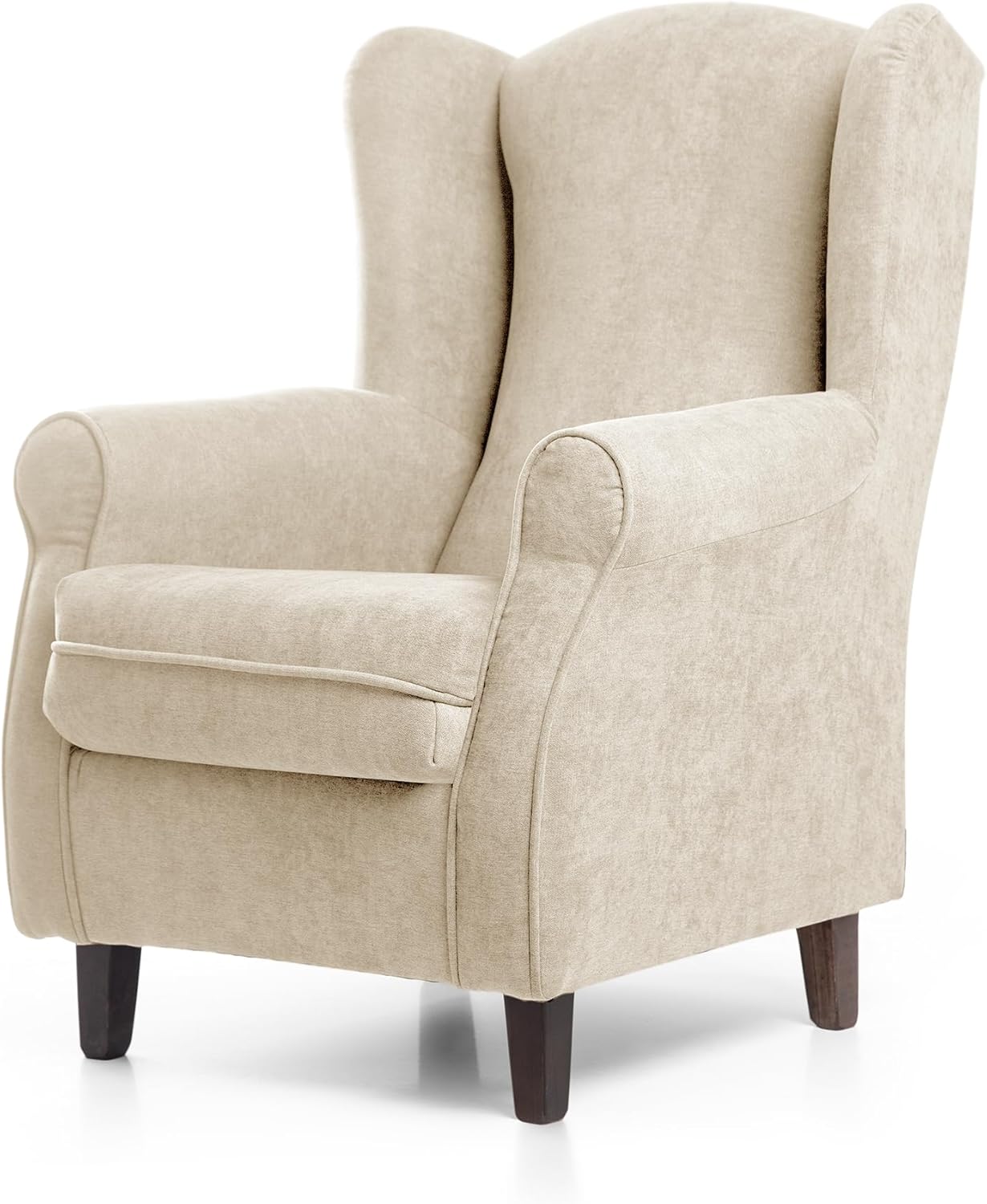 SUENOSZZZ-ESPECIALISTAS DEL DESCANSO SUEÑOS ZZZ - Sillón Irene, sillón orejero de Lactancia tapizado en Tela Anti Manchas Color Marrón, sillón butaca para Dormitorio, salón o habitación de bebé