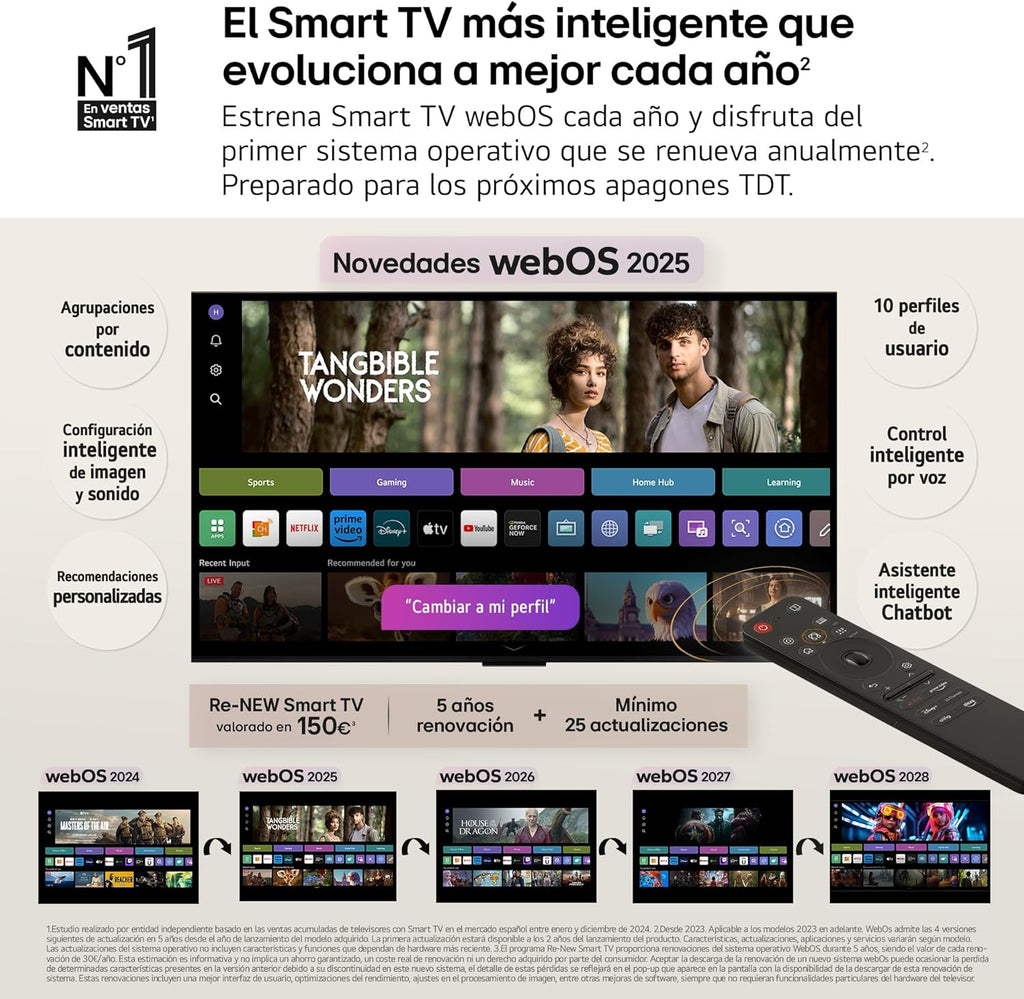 OLED48C54LA - TV 48", OLED EVO 4K, Smart TV AI C5, WebOS 25, Super Upscaling, Dolby Vision y Dolby Atmos, AMD FreeSync, Alexa/Google Assistant, Negro