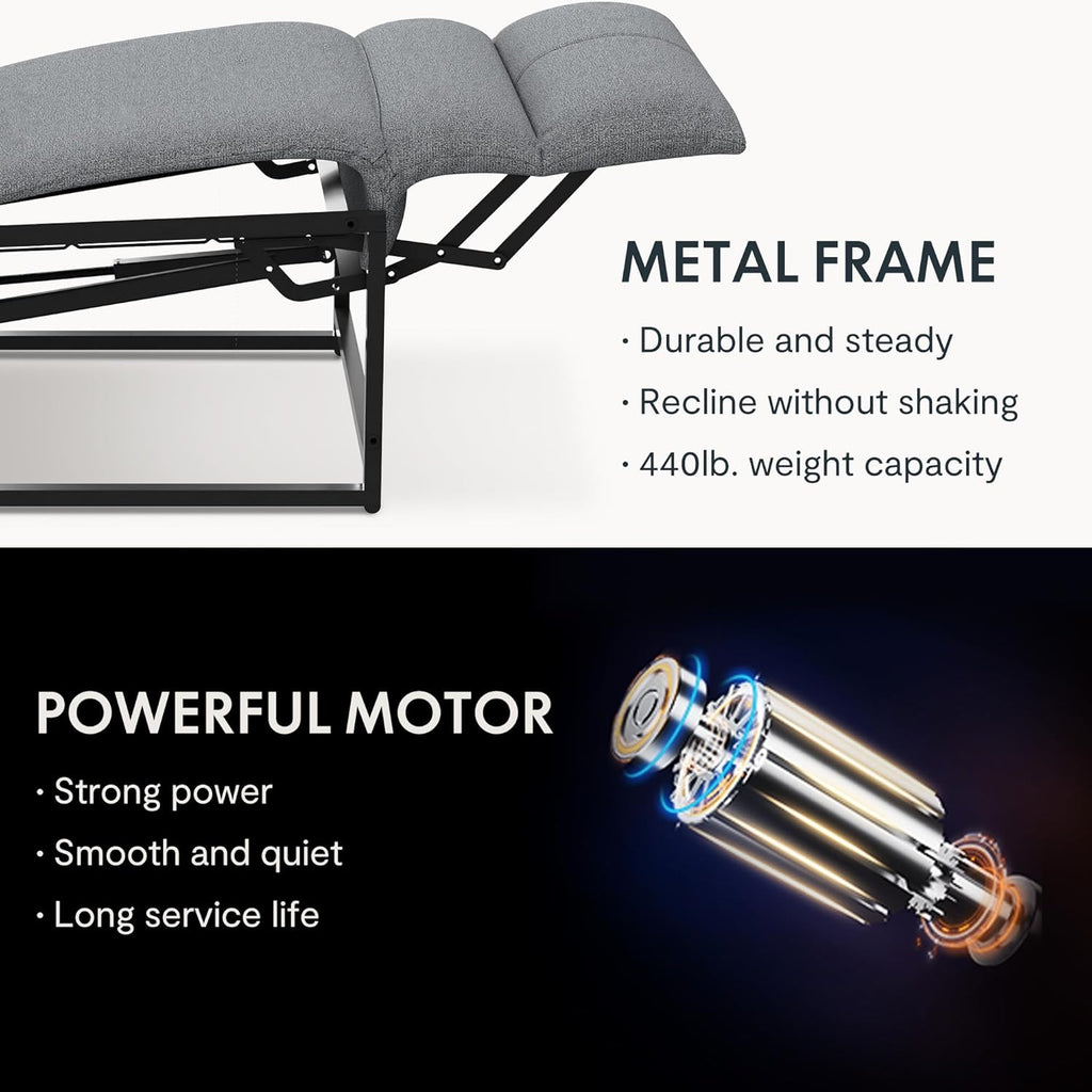 FLEXISPOT Sillón de Relax Eléctrico con Respaldo Ajustable, Reclinable de 105° a 155°, Sillon Reclinable, Sofá Relax Ergonómico Sillón para Dormitorio, Salón y Cine en casa (Gris Oscuro)