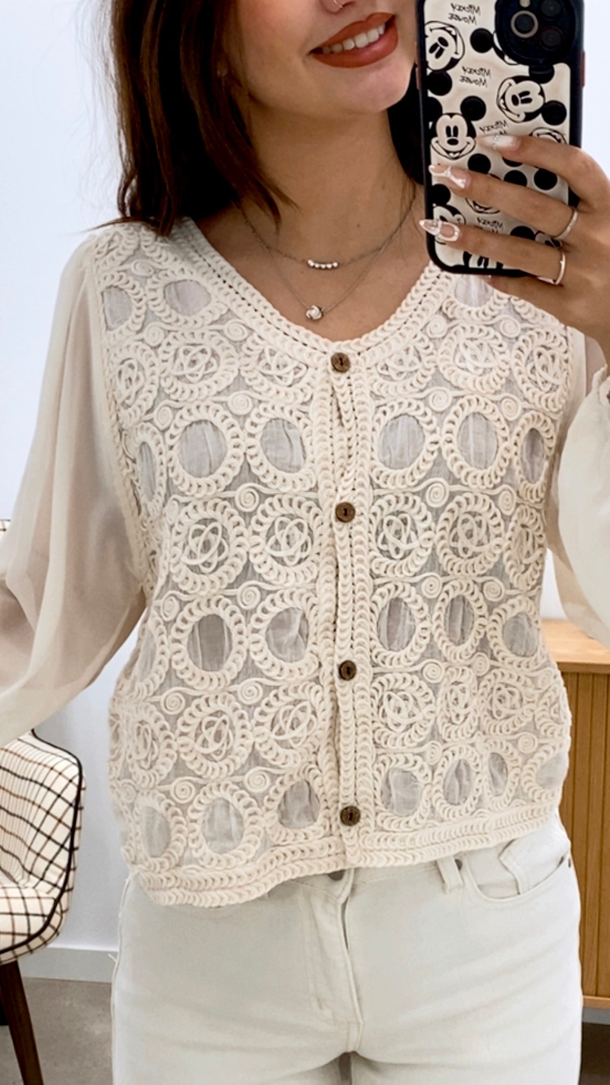 CAMISA BORDADA CROCHE