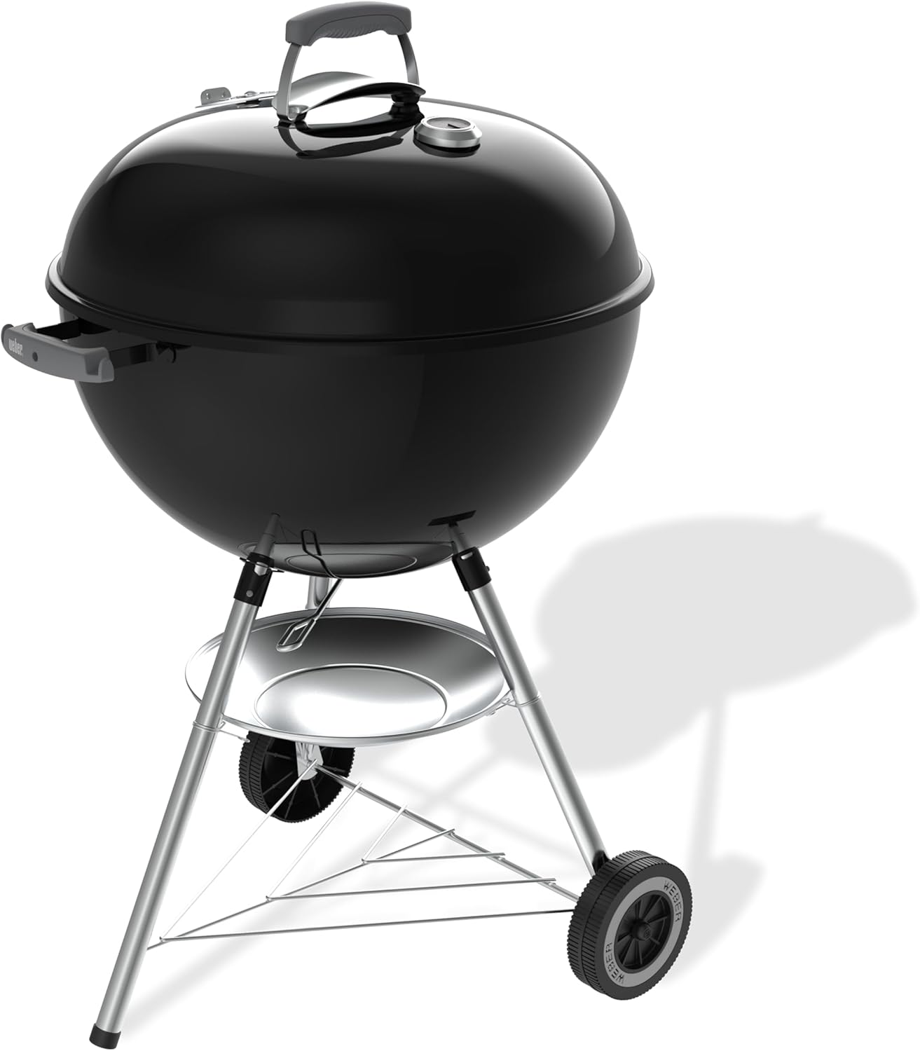 Weber Grill Węglowy Weber Original Kettle Premium, Pokryty Emalią Porcelanową, Powierzchnia Grillowania 57cm, System Czyszczenia One-Touch, Termometr w Pokrywie, Stojak Trójnożny, Kółka, Czarny