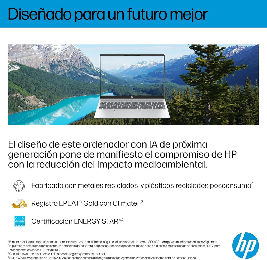HP OmniBook 5 16″ OLED, Ordenador portátil (Procesador AMD Ryzen AI 7 350, 32GB RAM, 1TB SSD, Gráficos AMD Radeon 860M, Windows 11 Home) Azul - Teclado QWERTY Español