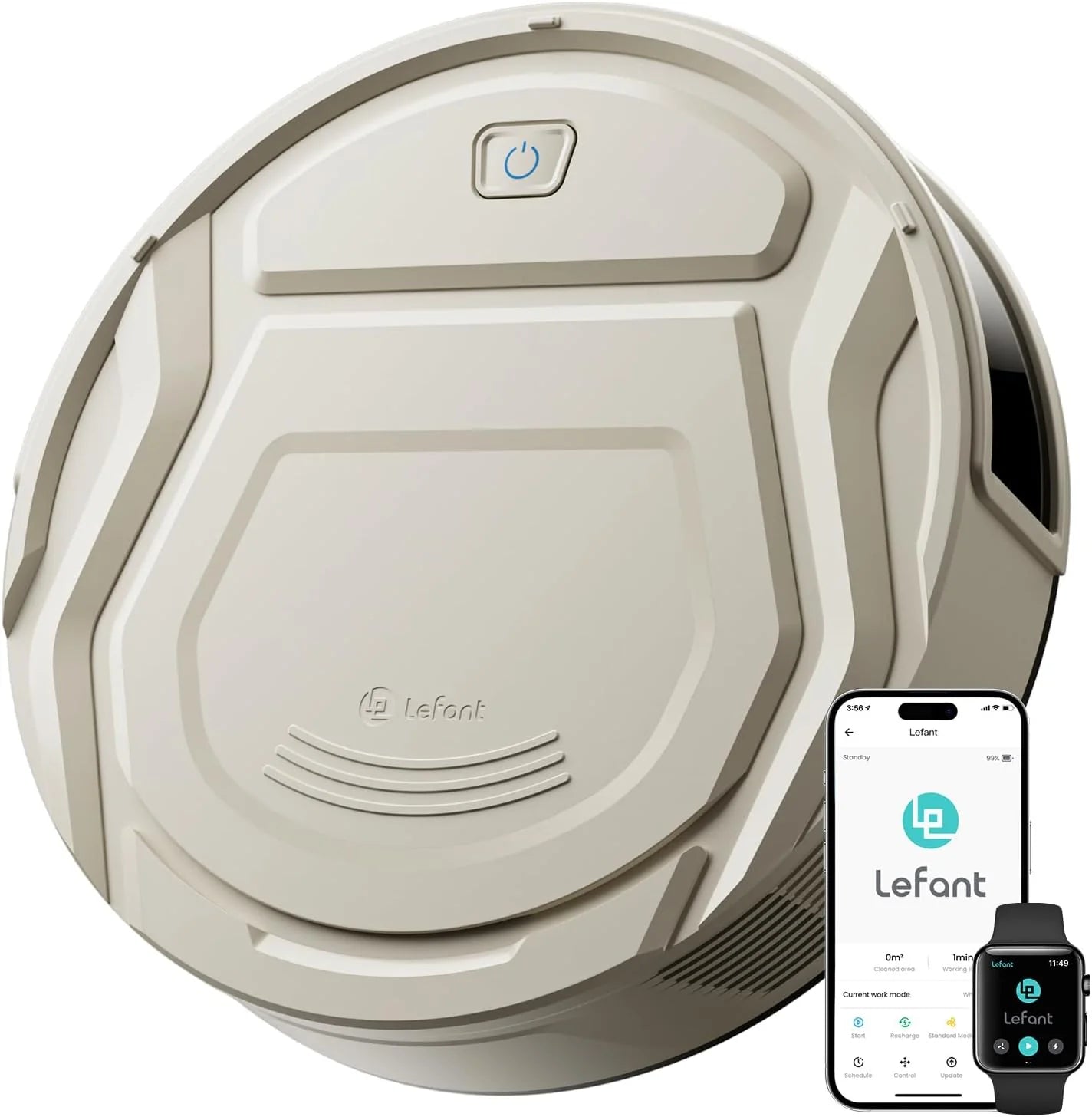 Lefant M210 Pro Robot Vacuum Cleaner, 2200 Pa Suction, 120 Min Autonomy, Tangle-Free Robot Vacuum Cleaner, Thin, Ideal for Pet Hair, Low Hair Carpets, Wi-Fi/App/Alexa, Grey
