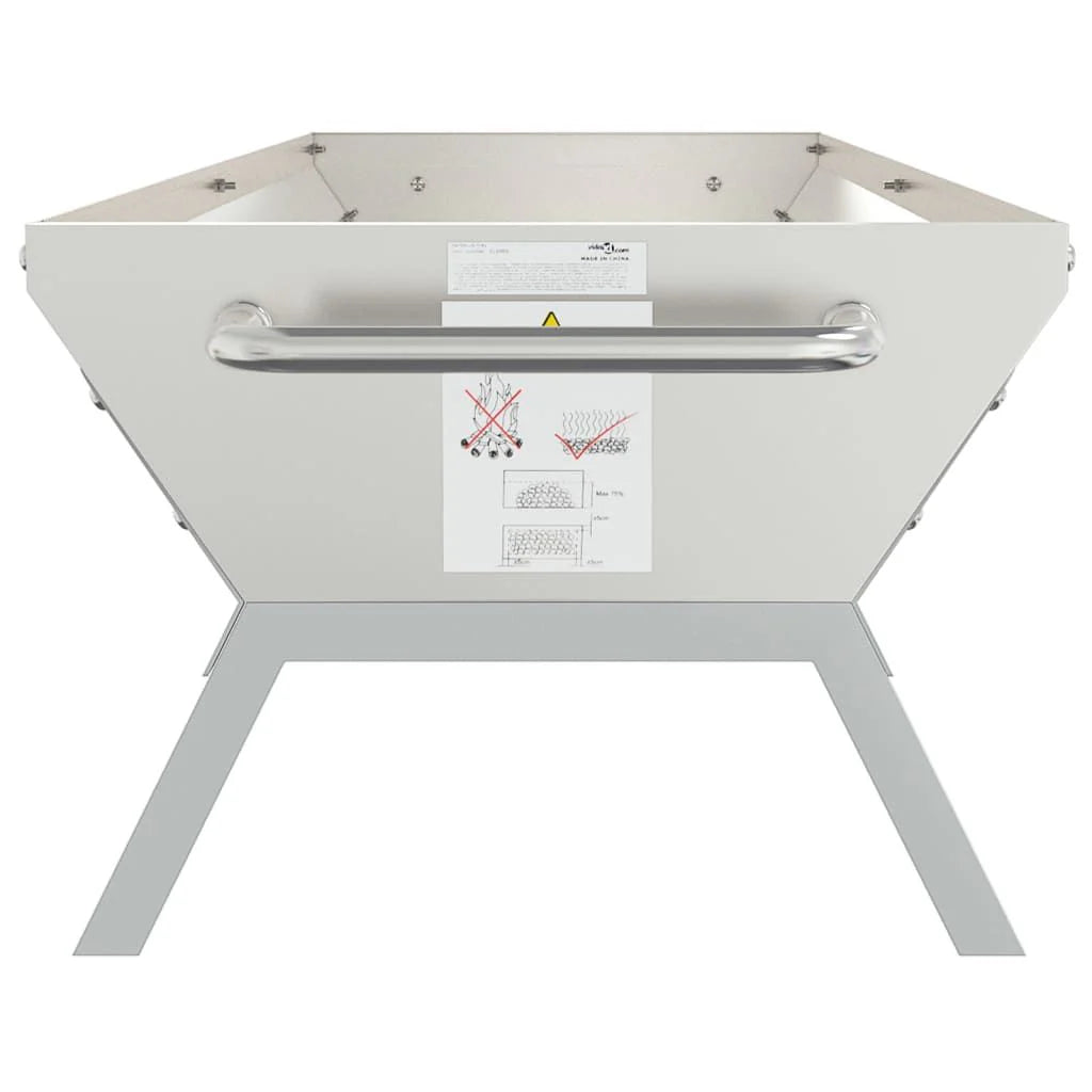 Bandeja Para Barbacoa Acero Inoxidable Plateado 158x42x31 Cm Vidaxl