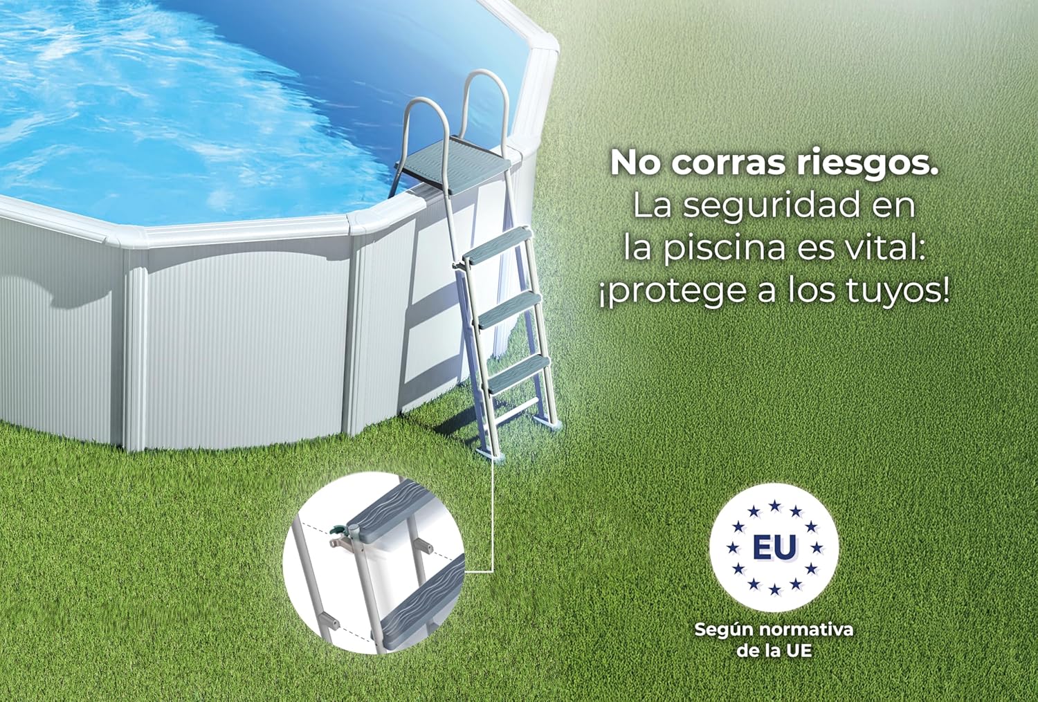 Piscina de Acero Elevada,Redonda con Aspecto Acero Blanco. Piscinas Desmontables para Jardín 350 x 120 cm - Piscina Gre KIT350ECO Fidji.