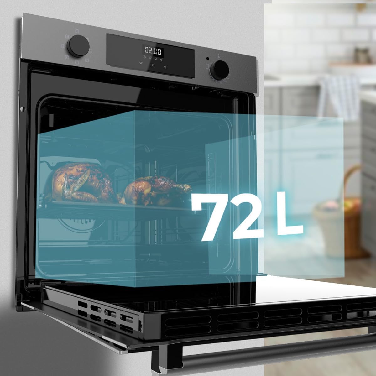 Cecotec Horno Multifunción Integrable 60cm Bolero Hexa M226000 Matt A. 2800W, 72L, 7 Funciones, Modo Grill, Fan Assisted Grill, Modo Convección, Defrost, Steam Base X2, Steam EasyClean, Steam Assist