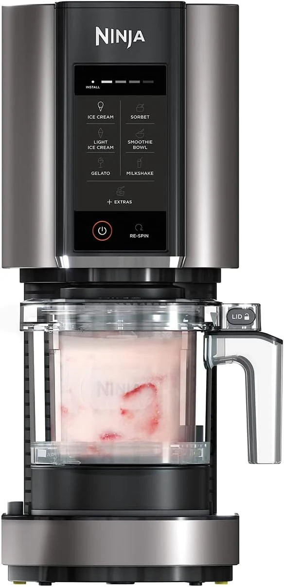 Ninja CREAMi Scoop & Swirl Ice Cream Maker and Ice Cream Yogurt Maker with 2 Tubs, 13 Functions, Makes Ice Cream, Creamy Ice Cream, Gelato, Sorbet, Smoothie and More, Bonus Option, Silver, NC701EU