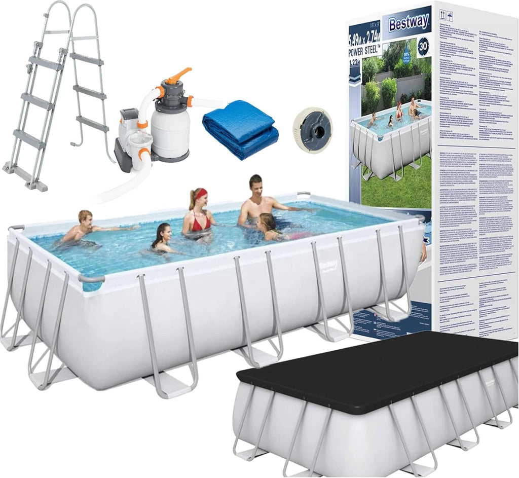 BESTWAY 56466 - Piscina Desmontable Tubular Power Steel 549x274x122 cm Depuradora de arena de 5.678 litros/hora