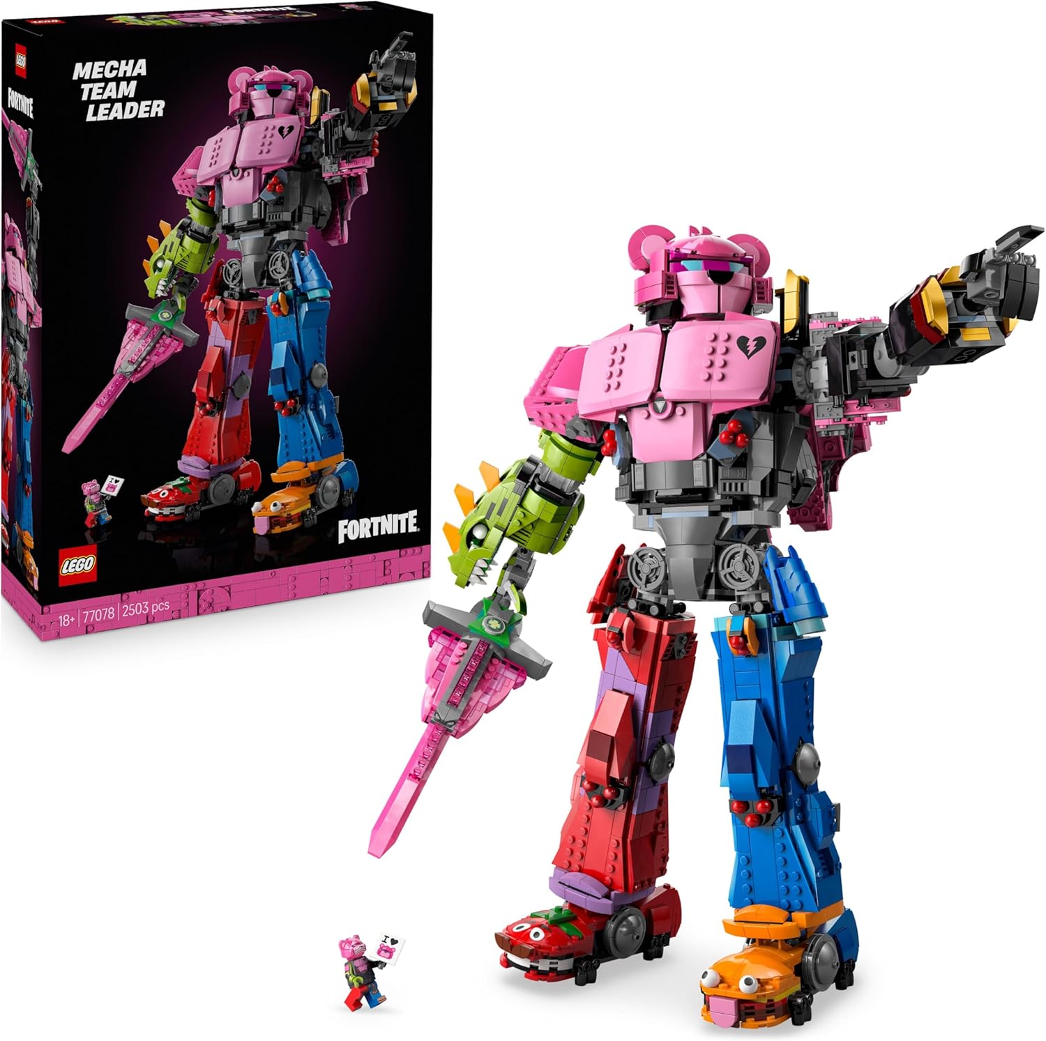 Fortnite Líder del Equipo Meca - Kit de Maquetas para Adultos para Exponer - Figura Articulada con Espada de Juguete y Minifigura - Regalo Gamer Coleccionable para Fans del Videojuego 77078