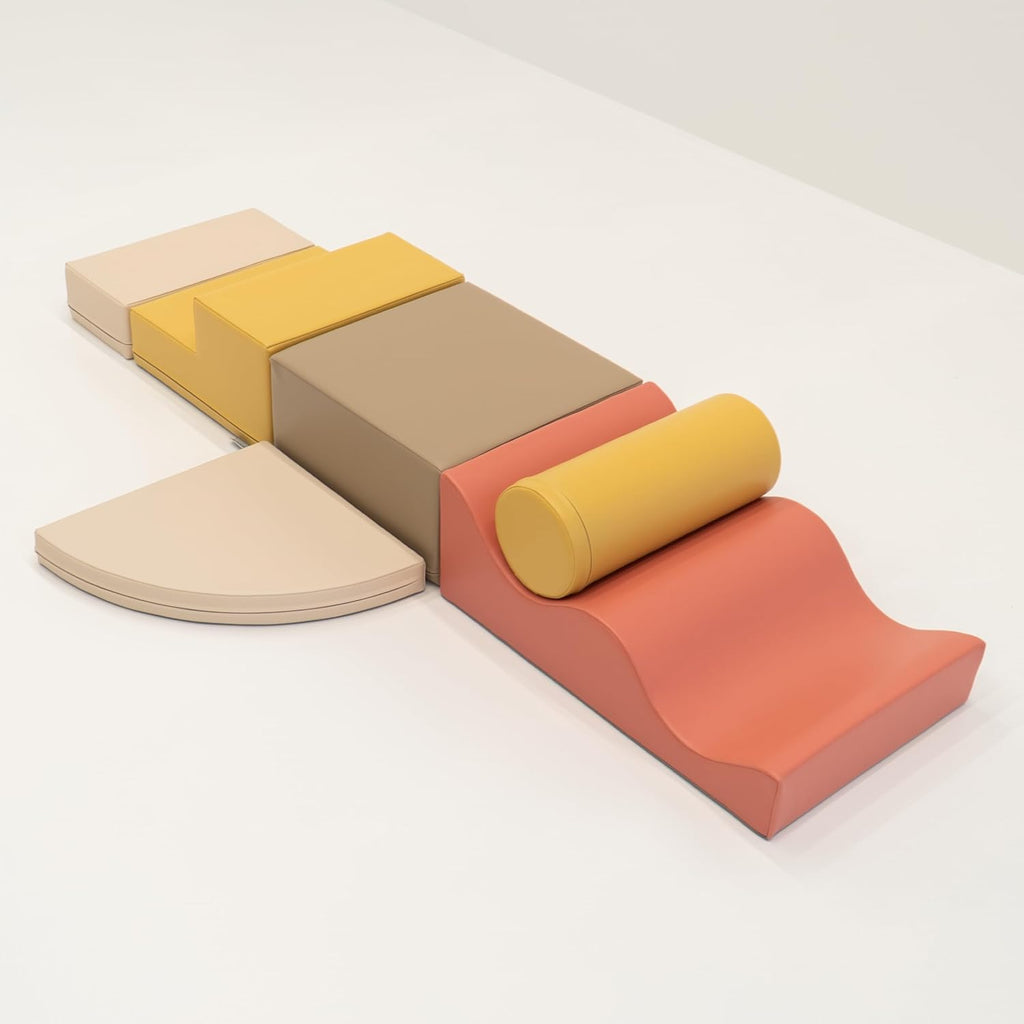 IGLU Soft Play Explorer Toboganes Infantiles Bloques Psicomotricidad Infantil Parque Montessori Juego de 6 Espuma Educativos para Niños Escalada Bebe (Pastel Autumn)