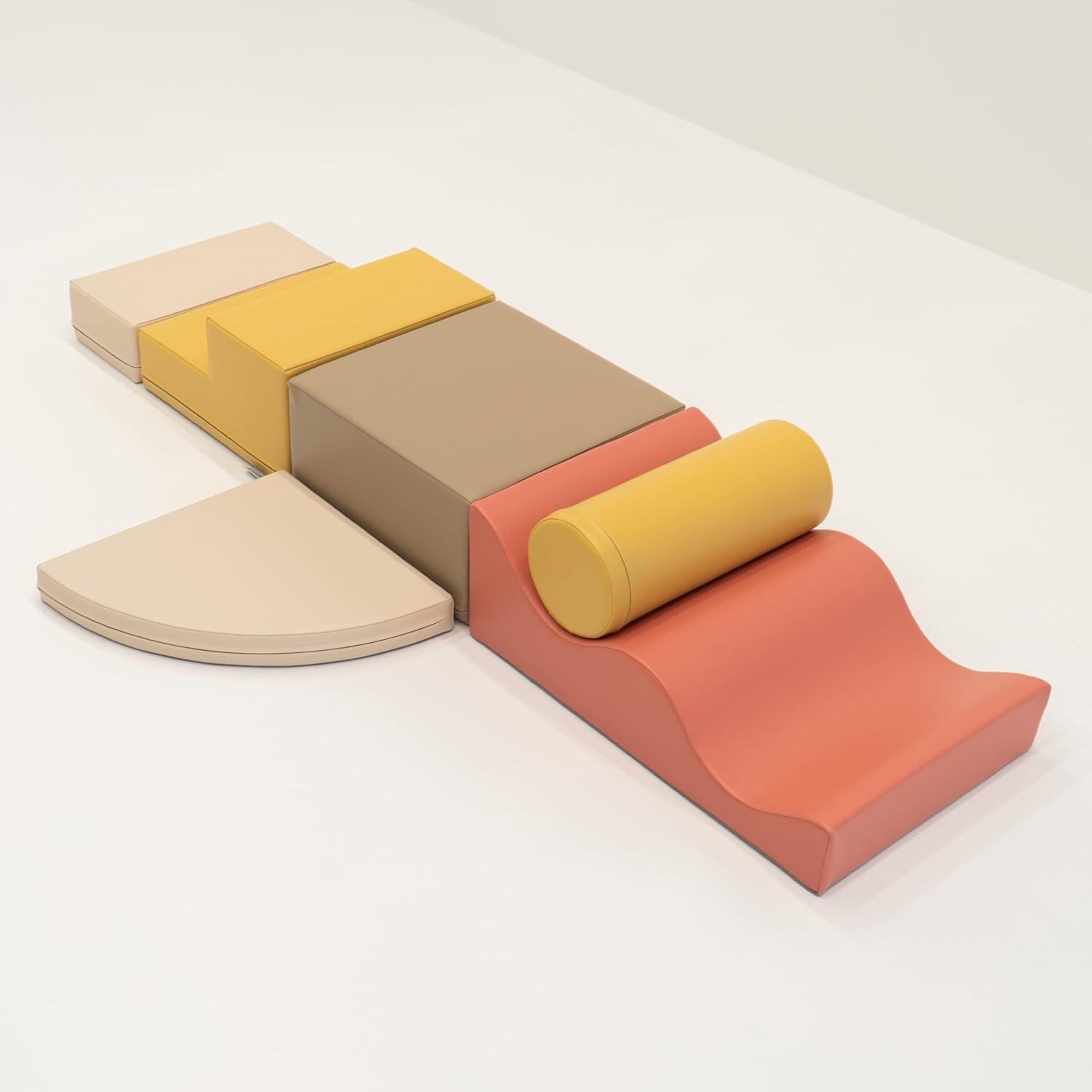 IGLU Soft Play Explorer Toboganes Infantiles Bloques Psicomotricidad Infantil Parque Montessori Juego de 6 Espuma Educativos para Niños Escalada Bebe (Pastel Autumn)