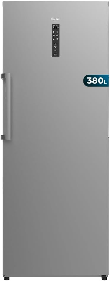 Cecotec Congelador Vertical de 380L Bolero CoolMarket UF 380 inox D. 1950W, Motor Inverter Plus, Bajo Consumo, Total No Frost, Display door, Convertible a frigorífico, Multi Airflow