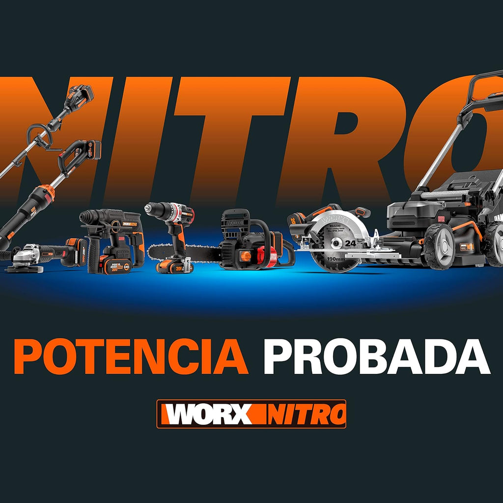 WORX WG543E Soplador de Hojas 20V-4Ah Nitro, superligero 1,7Kg, Motor brushless, 209Km/h, turbina Alto Volumen y Velocidad, para Limpieza de Jardines, Caminos y parcelas, Incluye batería y Cargador